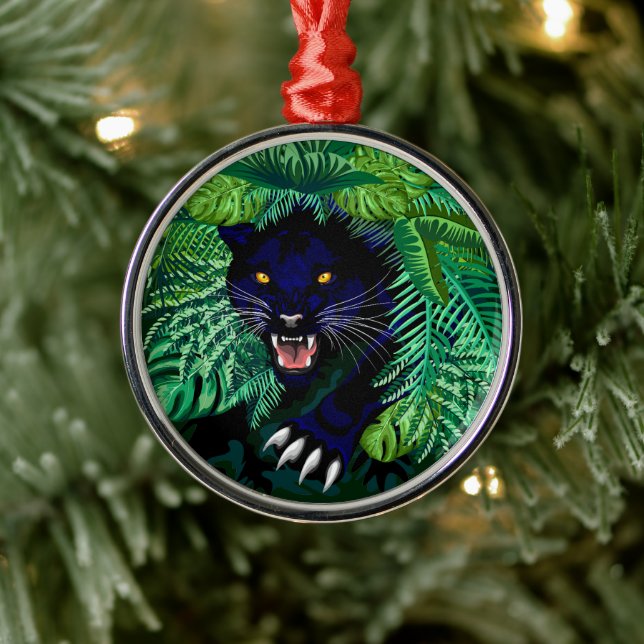 Black Panther Spirit of the Jungle Metal Ornament (Tree)