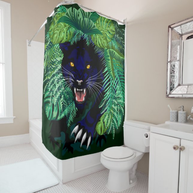 Black Panther Spirit of the Jungle Shower Curtain (In Situ)
