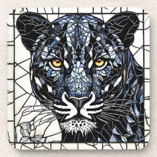 Black Panther stained glass Coaster