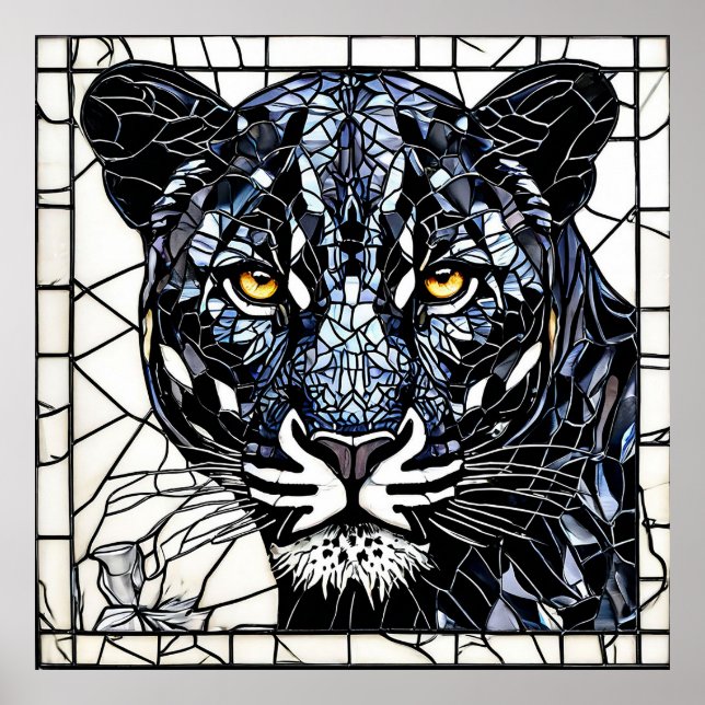 Black Panther stained glass Poster (Front)
