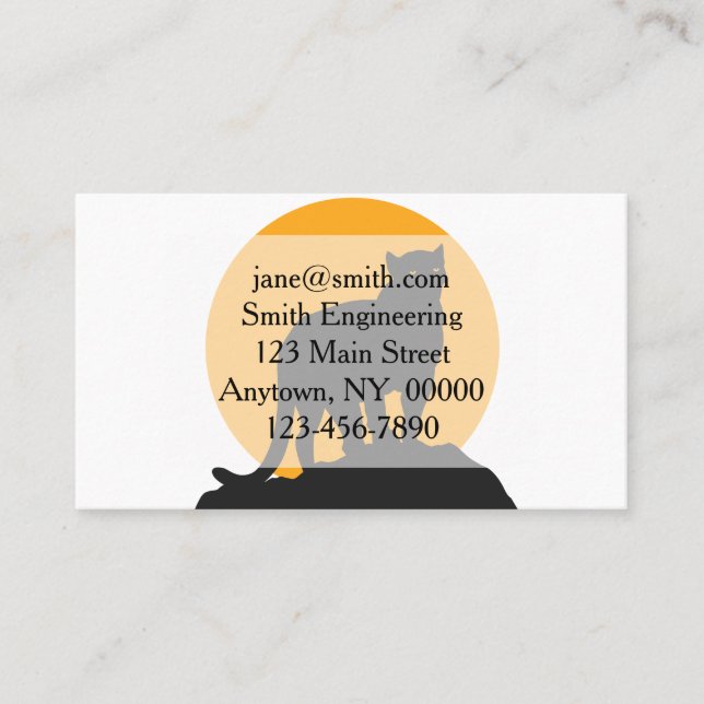 Black panther sunset silhouette business card (Front)