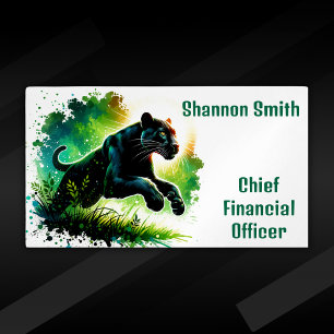 Black Panther: Surroundings in Green   Magnetic Business Card