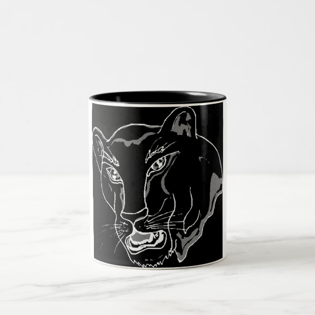 Black panther Two-Tone coffee mug (Center)
