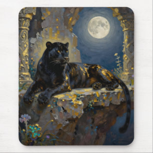 Black Panther under the Full Moon  Mouse Pad