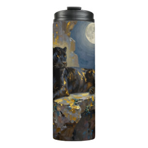 Black Panther under the Full Moon  Thermal Tumbler