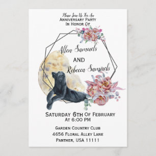 Black Panther Watercolor Cactus Succulent Invitation