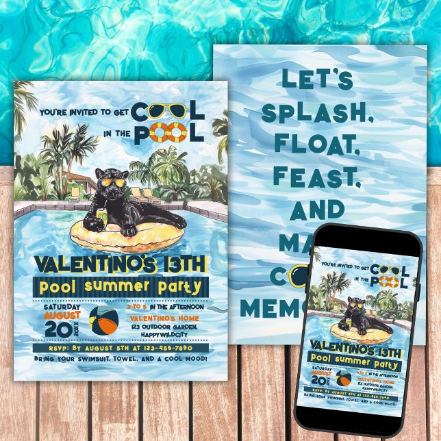  Black Panther Wild Pool Party Birthday Invitation (Creator Uploaded)