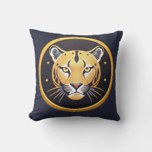 Black Panther with Intricate Artistic Details Cushion