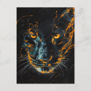 Black Panther with Orange Light Trails Postcard