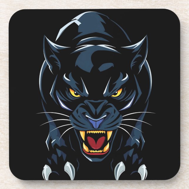 Black panther's head coaster (Front)