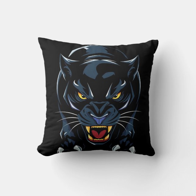 Black panther's head cushion (Front)