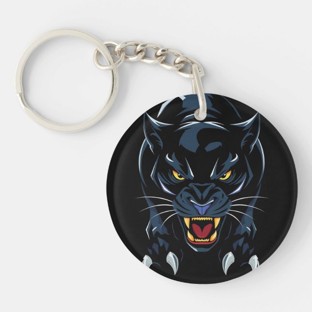 Black panther's head key ring (Front)