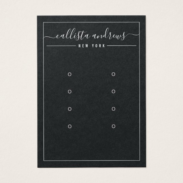 Black Paper Cursive Multiple Earring Display Card (Front)