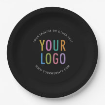 Black Paper Plates Company Logo Printed Bulk