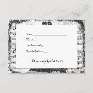 Black Paris Eiffel Tower Music rsvp with envelopes