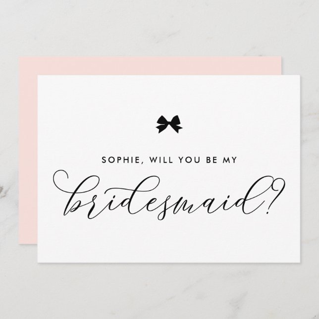 Black Parisian Bow Will You Be My Bridesmaid Invitation (Front/Back)