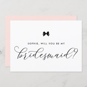 Black Parisian Bow Will You Be My Bridesmaid Invitation