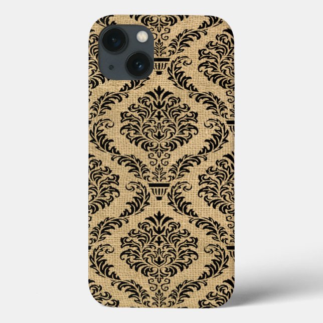 Black Parisian Moods Damask Case-Mate iPhone Case (Back)