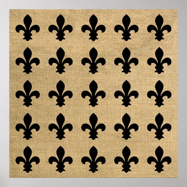 Black Parisian Moods Fleur de Lys Pattern Poster (Front)