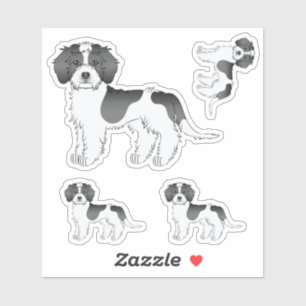 Black Parti-colour Mini Goldendoodle Cartoon Dog