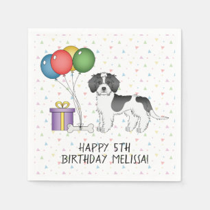 Black Parti-Colour Mini Goldendoodle Dog Birthday Napkin