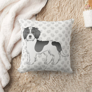 Black Parti-colour Mini Goldendoodle Dog & Paws Cushion