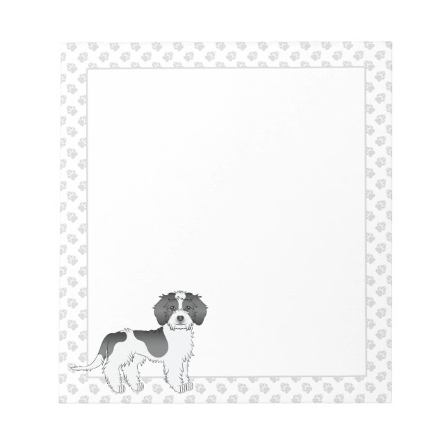 Black Parti-colour Mini Goldendoodle Dog & Paws Notepad (Front)