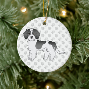 Black Parti-colour Mini Goldendoodle Dog & Text Ceramic Ornament