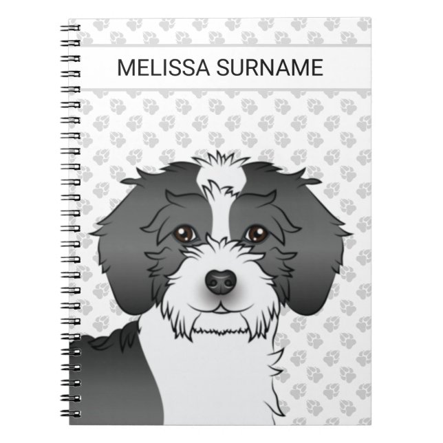 Black Parti-colour Mini Goldendoodle Dog & Text Notebook (Front)