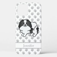 Black Parti-Colour Pomeranian Cartoon Dog & Name