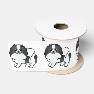 Black Parti-Colour Pomeranian Cute Dog Satin Ribbon
