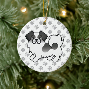 Black Parti-Colour Tibetan Spaniel Cute Cartoon Do Ceramic Ornament