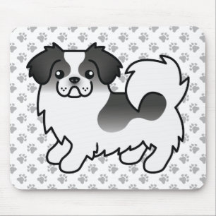 Black Parti-Colour Tibetan Spaniel Cute Cartoon Do Mouse Pad