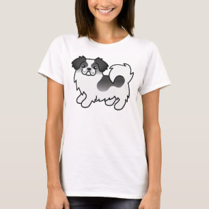 Black Parti-Colour Tibetan Spaniel Cute Cartoon Do T-Shirt
