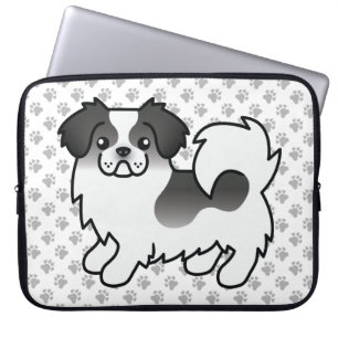 Black Parti-Colour Tibetan Spaniel Cute Dog & Paws Laptop Sleeve