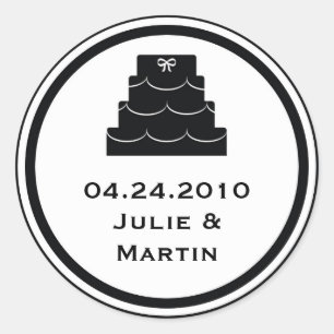 Black party cake wedding favour tag seal label
