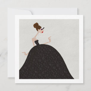 Black Party Dress Glam Fashion Art Card