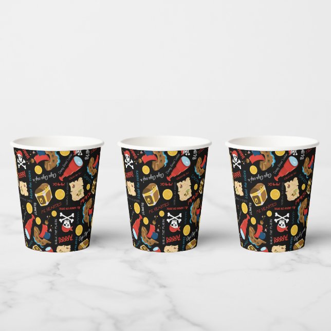 Black Party Pirates  Paper Cups (Multi)