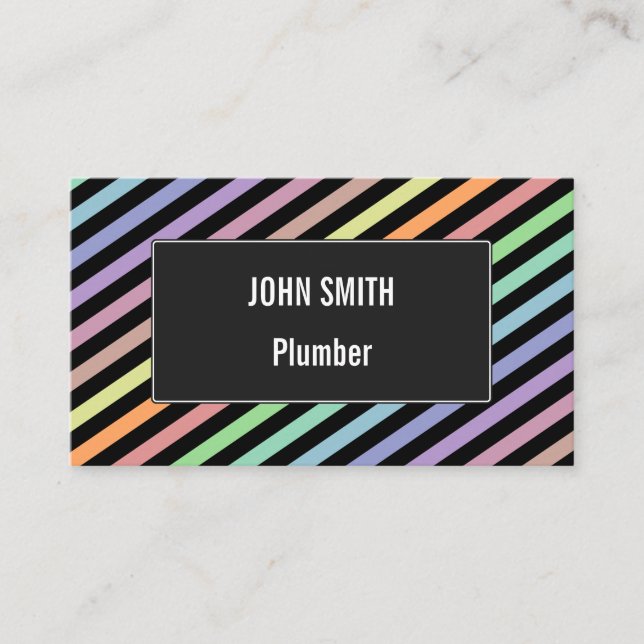 Black & Pastel Colour Lines Pattern Business Card (Front)