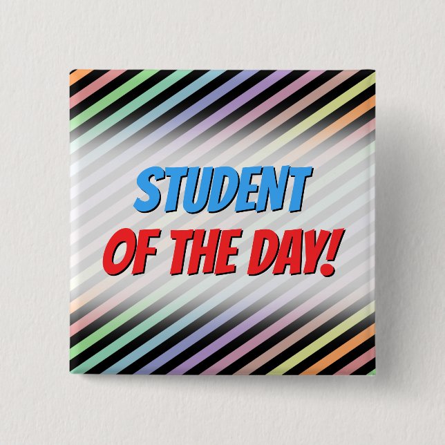 Black & Pastel Coloured Lines Pattern Button (Front)