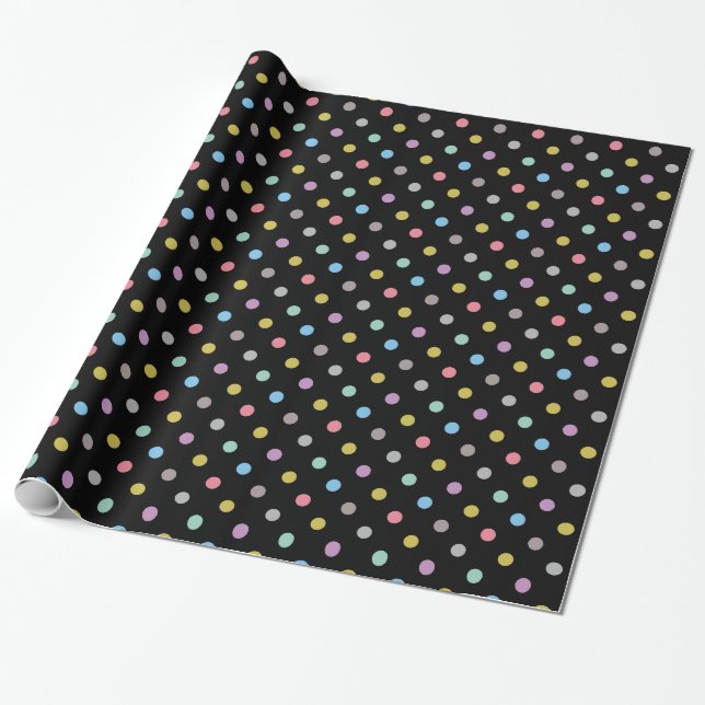 Black Pastel Spot ELEGANT BIRTHDAY WEDDING WRAP Wrapping Paper (Unrolled)
