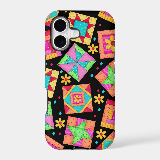 Black Patchwork Quilt Art iPhone 5 Case (Back)