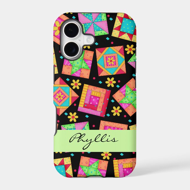 Black Patchwork Quilt Block Name Personalised (Back)