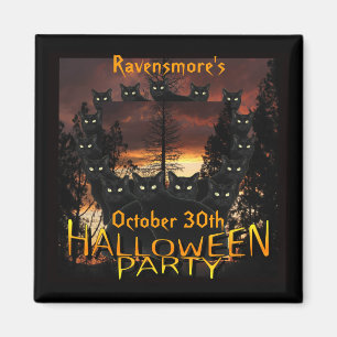 Black Patrol Cats Halloween Party Magnets