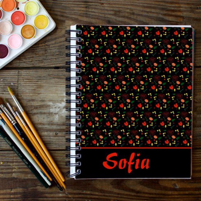 Black pattern floral poppy wildflowers  planner (Creator Uploaded)