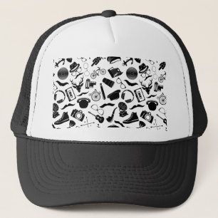 Black Pattern Hipster Trucker Hat