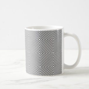 Black Pattern Line Cube Geometry Coffee Mug