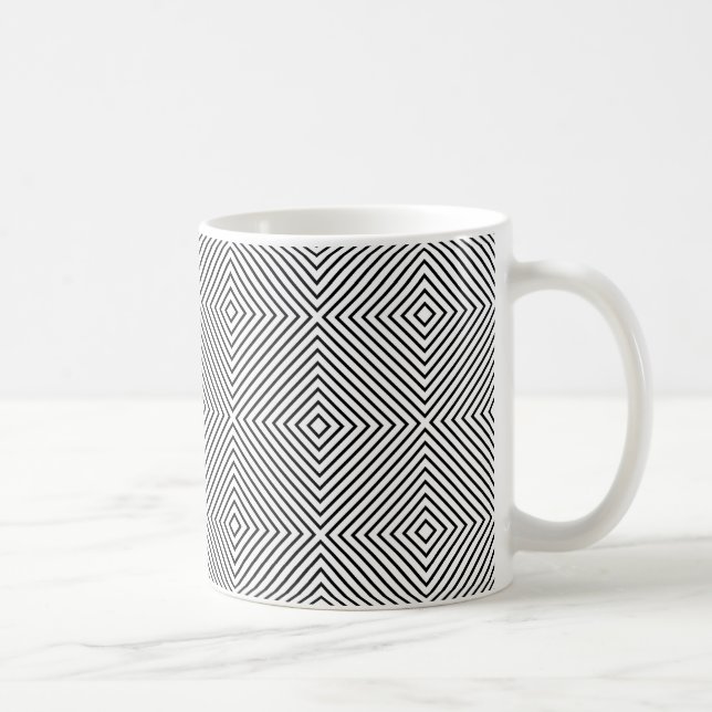 Black Pattern Line Cube Geometry Coffee Mug (Right)