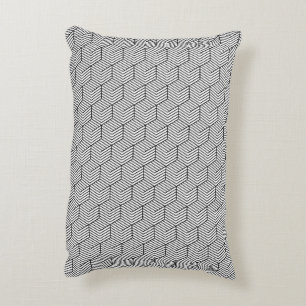 Black Pattern Line Cube Geometry Simple Decorative Cushion