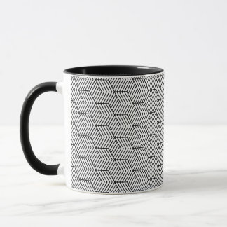 Black Pattern Line Cube Geometry Simple Mug